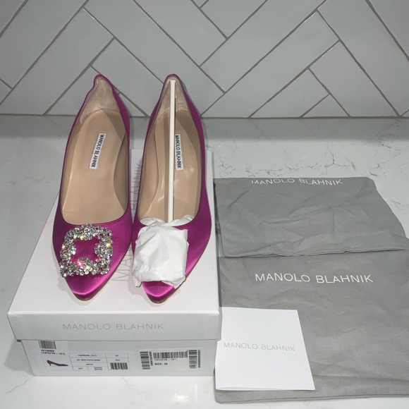 Manolo Blahnik Hangisi Pumps with Crystal Embellishment NWT - Picture 3 of 12